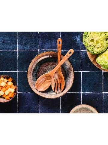 Björn Sztućce sałatkowe "Eskil" w kolorze brązowym - wys. 25,8 cm
