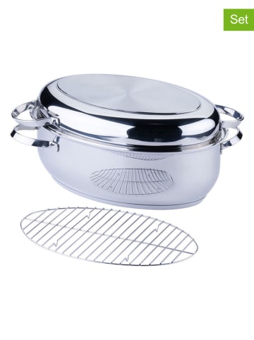 Fackelmann 3tlg Set: Edelstahl-Bräter "Rosenheim" - 8,2 l