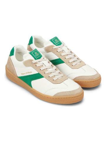 Marc O´Polo Leder-Sneakers in Weiß/ Grün/ Beige