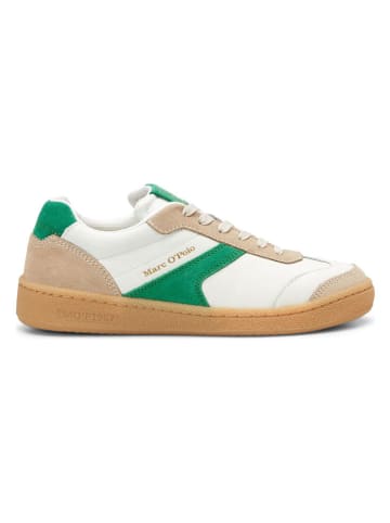 Marc O´Polo Leder-Sneakers in Weiß/ Grün/ Beige