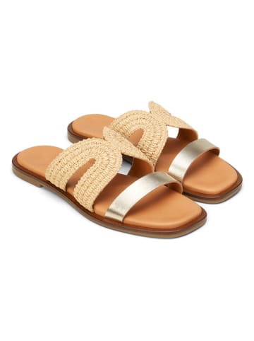 Marc O´Polo Leren slippers goudkleurig/beige
