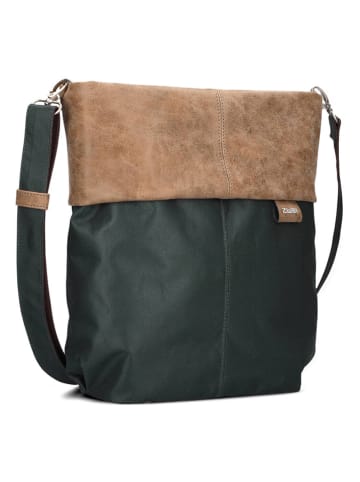Zwei Torebka w kolorze beżowo-ciemnozielonym - 31 x 32 x 12 cm