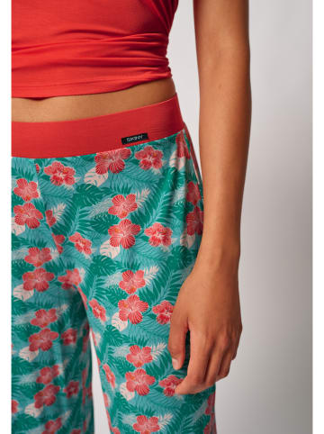 Skiny Pyjama-Hose in Türkis/ Rot