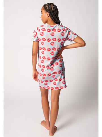 Skiny Nachthemd lichtblauw/rood