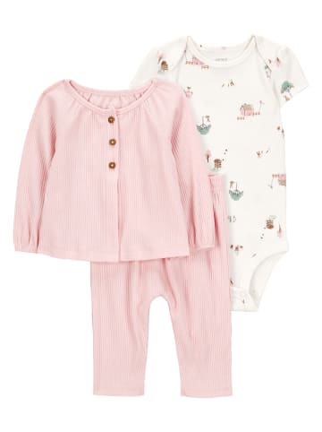 carter's 3-delige  outfit lichtroze/crème