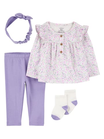 carter's 4-delige outfit paars/crème