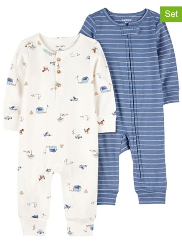 carter's 2er-Set: Overalls in Blau/ Creme