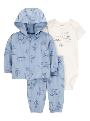 carter's 3tlg. Outfit in Hellblau/ Creme