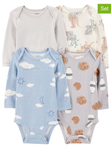 carter's 4-delige set: rompers lichtblauw/grijs/beige