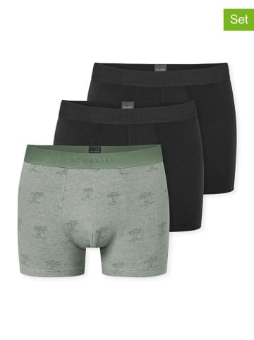 Schiesser 3-delige set: boxershorts kaki/zwart