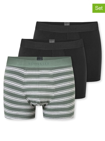 Schiesser 3-delige set: boxershorts kaki/zwart