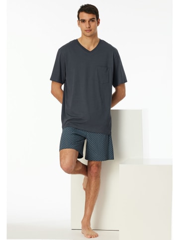 Schiesser Pyjama antraciet/donkerblauw