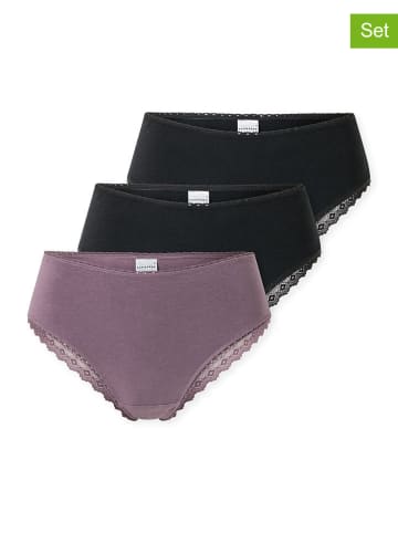 Schiesser 3-delige set: slips paars/zwart