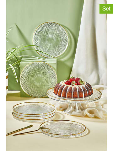 Violeta Home 7-delige set: dessertborden transparant/goudkleurig