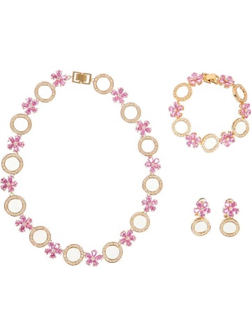 LA CHIQUITA 3tlg. Vergold. Schmuckset "Cerisa" mit Kristallen