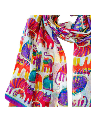 LA CHIQUITA Seiden-Schal "Catsy" in Bunt - (L)170 x (B)85 cm