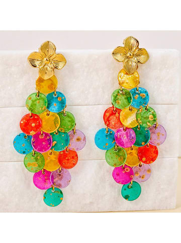 LA CHIQUITA Vergulde oorstekers "Shell Curtain" met parelmoer