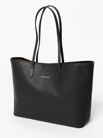 Mia Tomazzi Leren schoudertas "Bassini" zwart - (B)39 x (H)29 x (D)14 cm