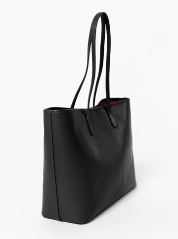 Mia Tomazzi Leren schoudertas "Bassini" zwart - (B)39 x (H)29 x (D)14 cm