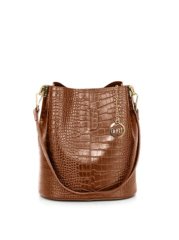 Mia Tomazzi Leren schoudertas lichtblauw - (B)28 x (H)26 x (D)10 cm
