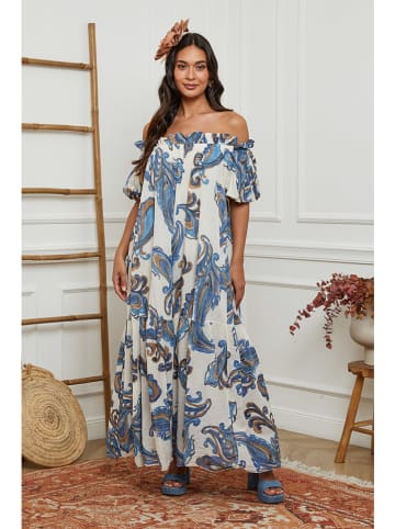 Fleur de Lin Kleid in Weiß/ Hellblau