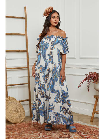 Fleur de Lin Kleid in Weiß/ Hellblau