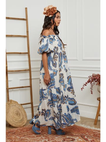 Fleur de Lin Kleid in Weiß/ Hellblau