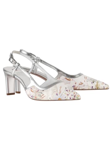 Högl Leder-Slingpumps in Weiß/ Silber