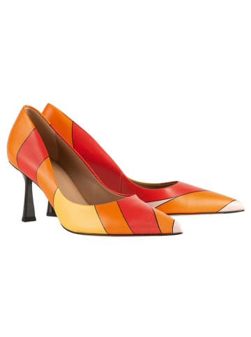 Högl Leder-Pumps in Orange/ Rot/ Gelb