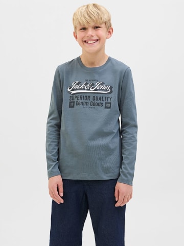 JACK & JONES Junior Longsleeve "Logo" in Blau/ Grau