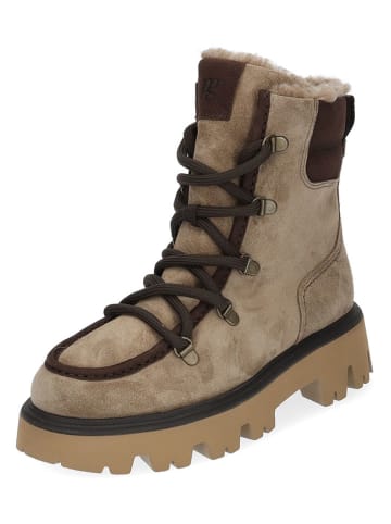 Paul Green Leder-Winterstiefel in Beige/ Braun