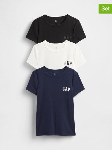GAP 3er-Set: Shirts in Dunkelblau/ Weiß/ Schwarz