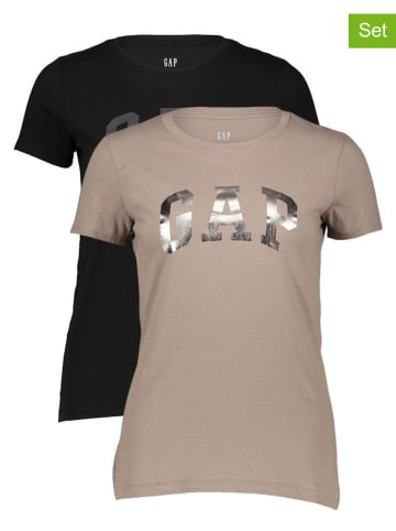 GAP 2er-Set: Shirts in Schwarz/ Beige