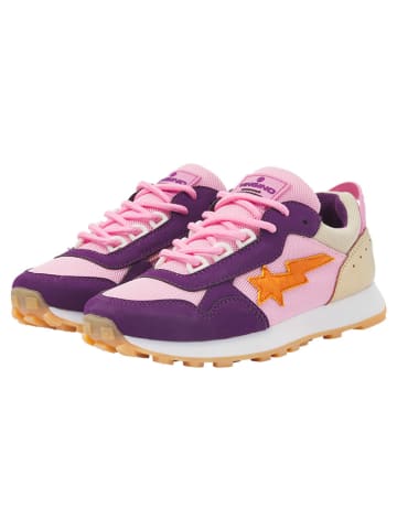 Vingino Skórzane sneakersy "Rosetta" w kolorze złoto-fioletowo-jasnoróżowym