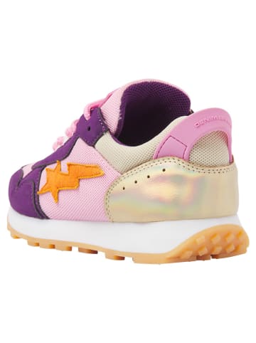 Vingino Leren sneakers "Rosetta" paars/lichtroze/goudkleurig