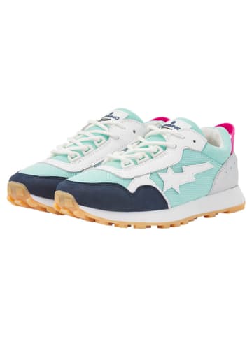 Vingino Leder-Sneakers "Rosetta" in Türkis/ Dunkelblau/ Silber