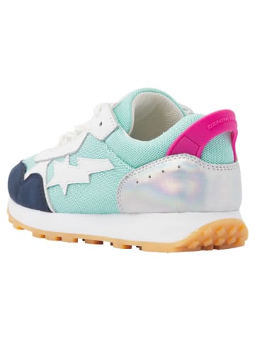 Vingino Leder-Sneakers "Rosetta" in Türkis/ Dunkelblau/ Silber