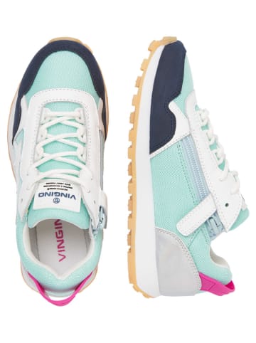 Vingino Leder-Sneakers "Rosetta" in Türkis/ Dunkelblau/ Silber