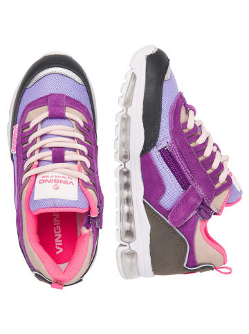 Vingino Skórzane sneakersy "Linn" w kolorze fioletowo-antracytowo-różowym