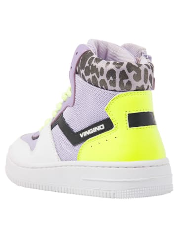 Vingino Leren sneakers "Senne" paars/wit/geel