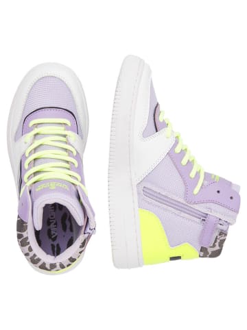 Vingino Leren sneakers "Senne" paars/wit/geel