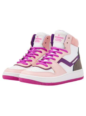 Vingino Leren sneakers "Senne" lichtroze/wit/kaki