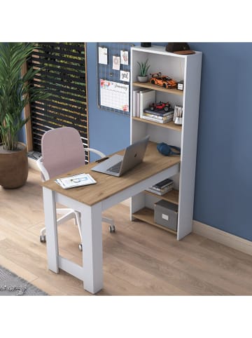 Evila Bureau wit/lichtbruin - (B)120 x (H)153,6 x (D)53,8 cm