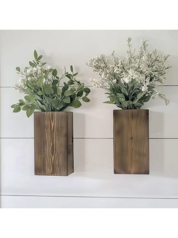Evila 2-delige set: bloempotten bruin - (B)16 x (H)8 x (D)6 cm