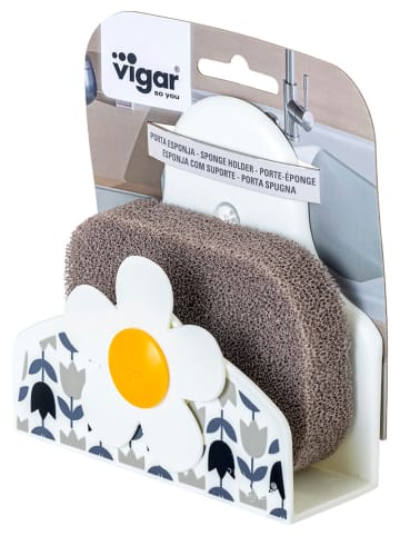 Vigar Sponshouder "Tulip" wit/zwart/goudkleurig - (B)12 x (H)11,5 x (D)7 cm