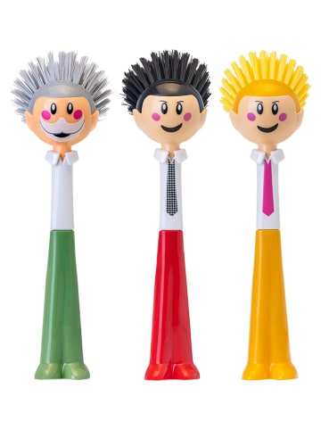 Vigar 3-delige set: afwasborstels "Dolls" groen/rood/geel - (H)26,5 cm