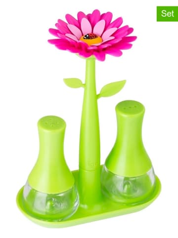 Vigar 2-częściowy zestaw "Flower power" w kolorze zielono-różowym - 14 x 19 x 7 cm