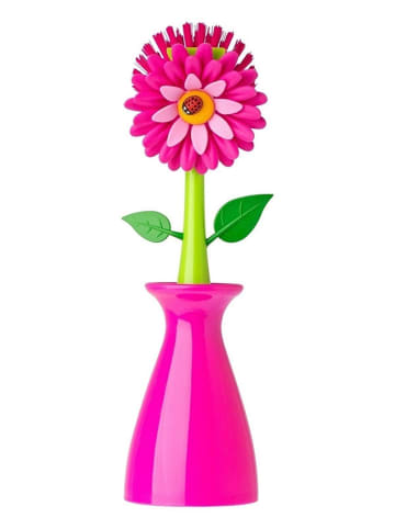Vigar Spülbürste "Flower power" in Pink/ Grün - (H)25,5 cm