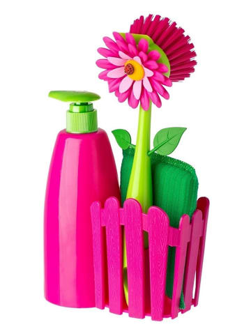 Vigar 3-delige set: afwasorganizer "Flower power" roze