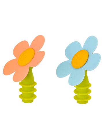 Vigar Korki (2 szt.) "Flower power" ze wzorem do butelek - wys. 8,5 cm